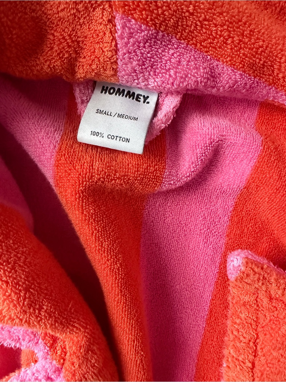 Hommey Striped Pink & Orange Plush Bathrobe - Picture 6 of 10